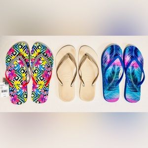 Women’s 9/10 Sandals - Bundle of 3 Pair!  1 NWT 2 Worn - Havaianas